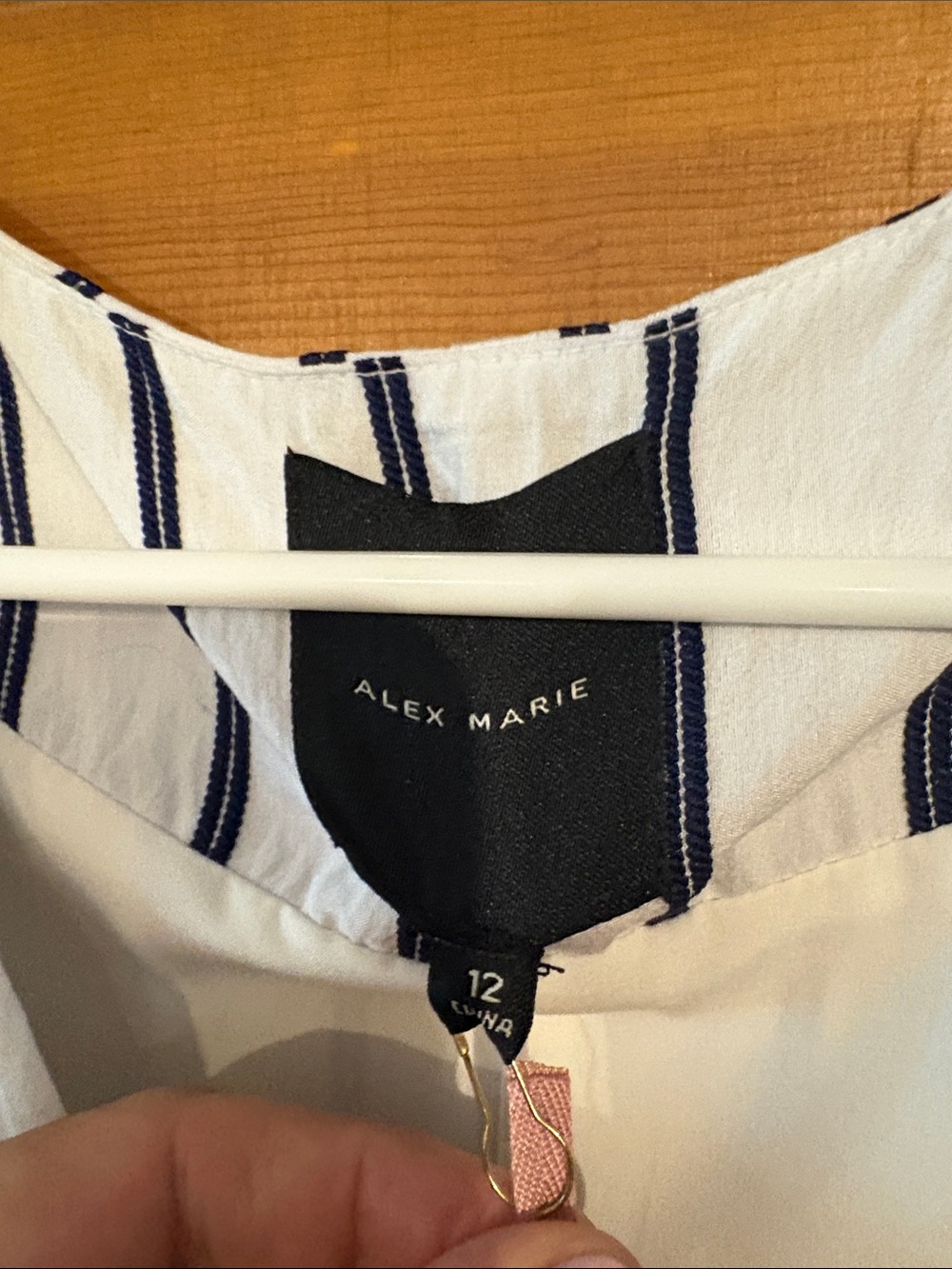 Alex Marie size 12 Sleeveless White Dress with Navy Stripe - Classic Wrap Style - Picture 4 of 6